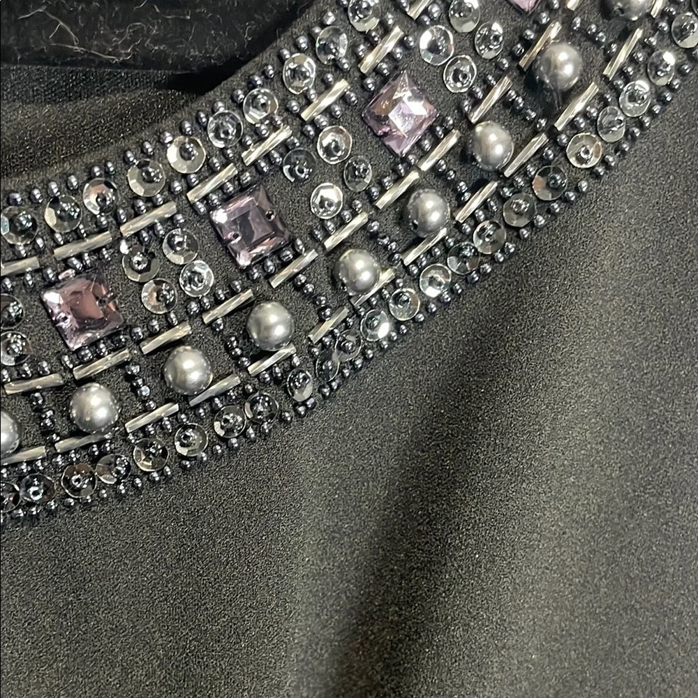 Tahari ASL Cocktail Dress Embellished Neck Ruched Size 14 nwt - Picture 4 of 13